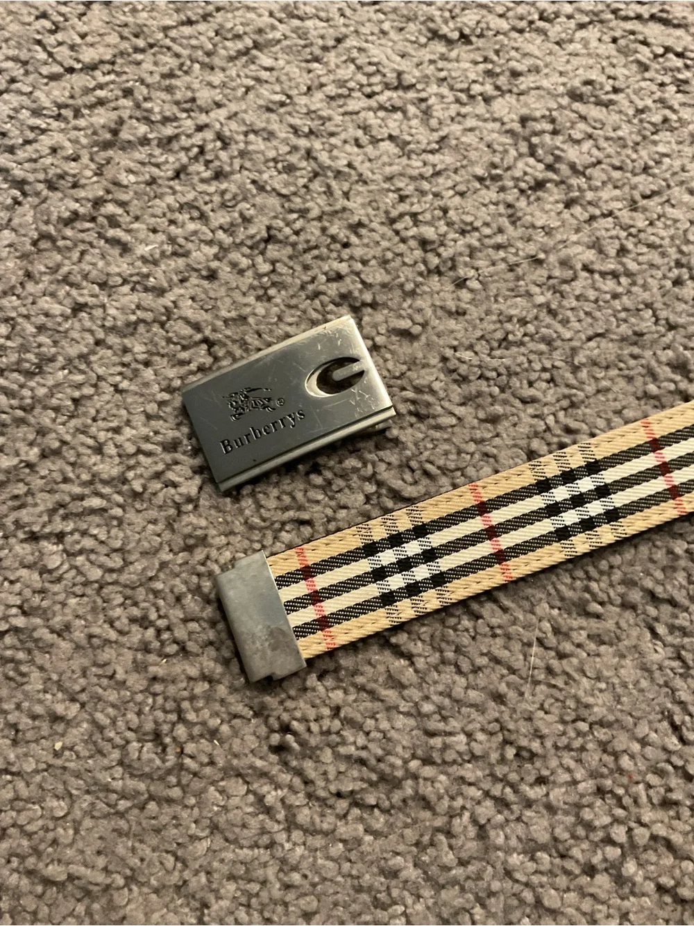 Burberry Vintage Plaid Nova Check Canvas Belt & Buckle Y2K Preppy